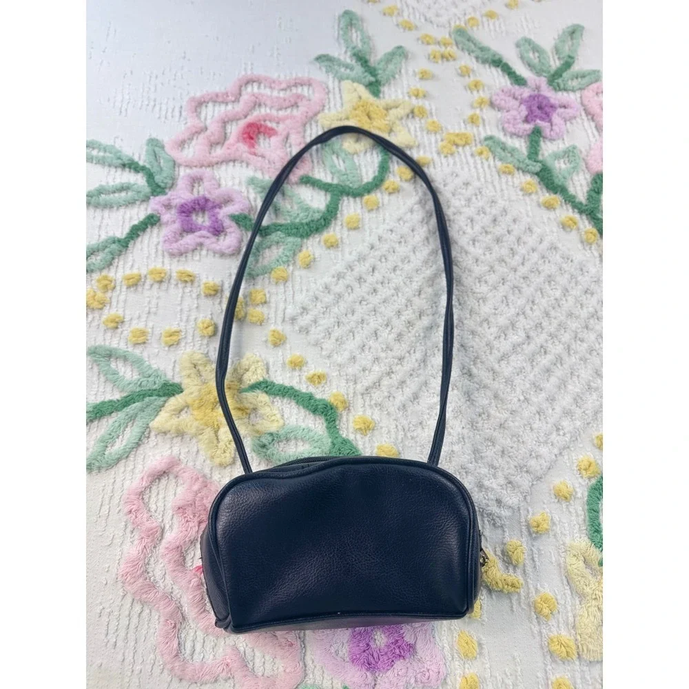 Sarne Black Quilted Embossed Leather‎ Mini Shoulder Bag with Mirror